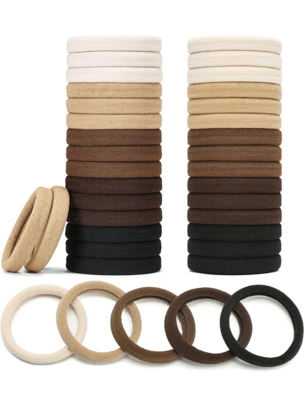 Extra Thick Black Hair Ties - 100 Count Bulk Elastic Bands for Heavy Hair